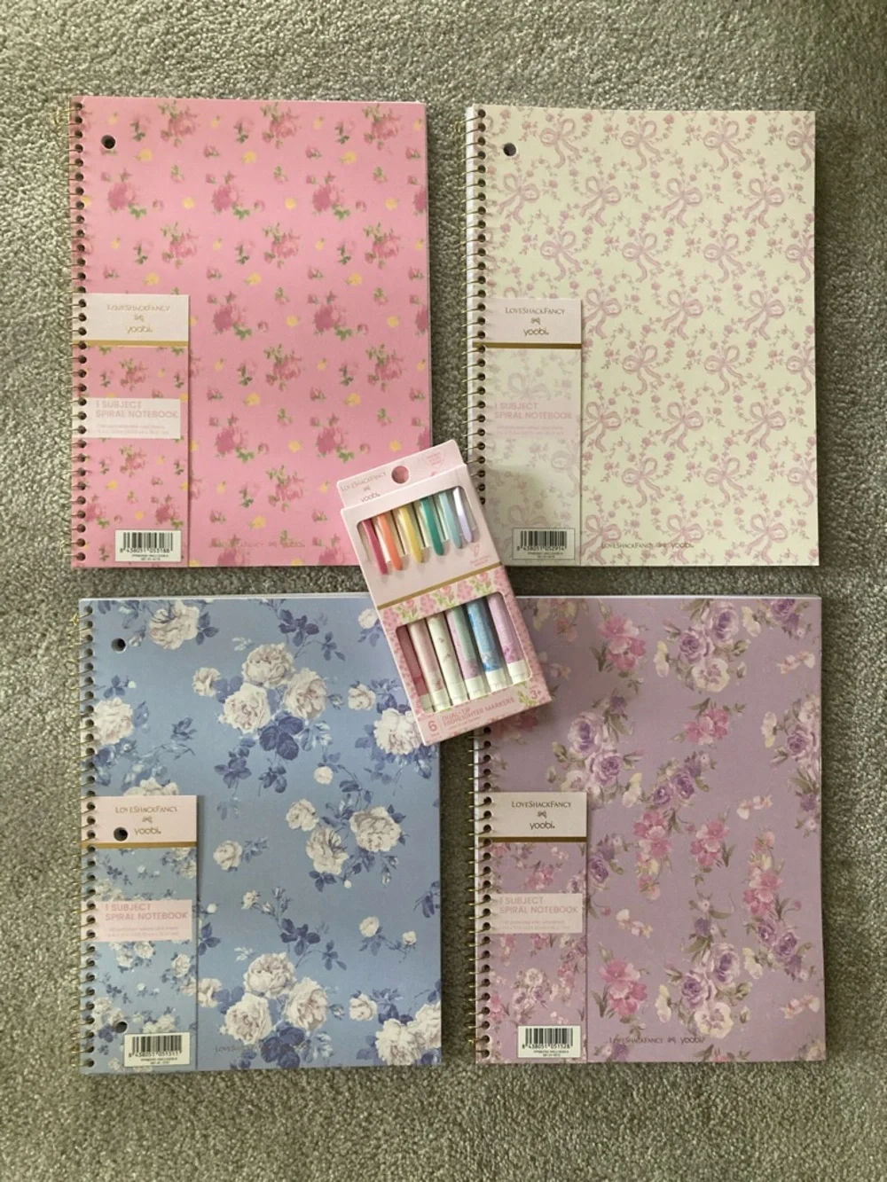 IN-HAND | LoveShackFancy x Target Yoobi Set of 4 Notebooks & 6-Pack Highlighters